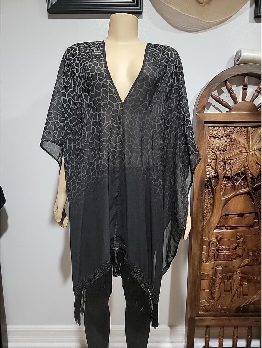 Victoria's Secret Swimwear Animal Print Size S/P Fringe Poncho Cover-Up #5